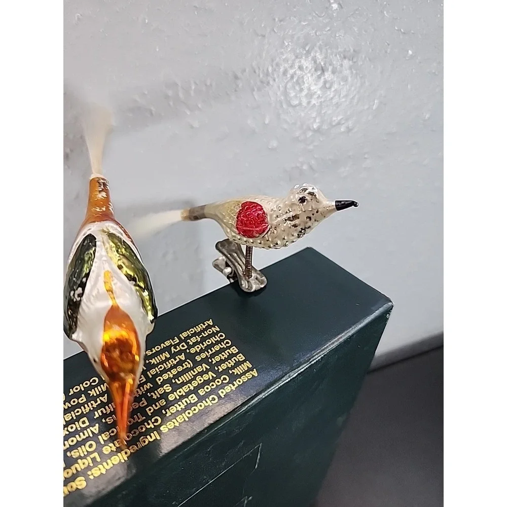 Vintage 1920's Mercury Glass Clip On‎ BIRD ORNAMENT With Tail 6